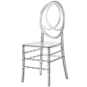 Clear acrylic Chiavari chair rental. Elegant, transparent design.