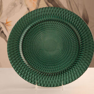 Emerald green textured glass charger plate.
