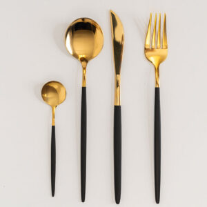 Eventus Orlando Rental Gold Black Cutlery