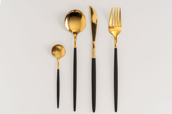 Eventus Orlando Rental Gold Black Cutlery