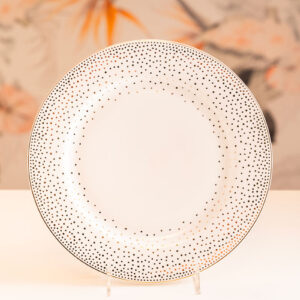Eventus Orlando Rental Gold Dots Dessert Plate