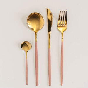 Eventus Orlando Rental Gold Pink Cutlery