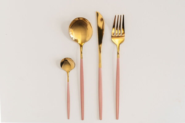 Eventus Orlando Rental Gold Pink Cutlery
