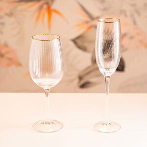 Eventus Orlando Rental Ridged Gold Rimmed Flutes