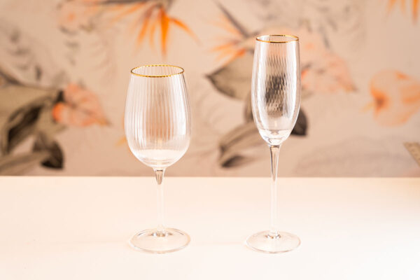 Eventus Orlando Rental Ridged Gold Rimmed Flutes