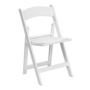 White padded folding chair rental, Orlando.